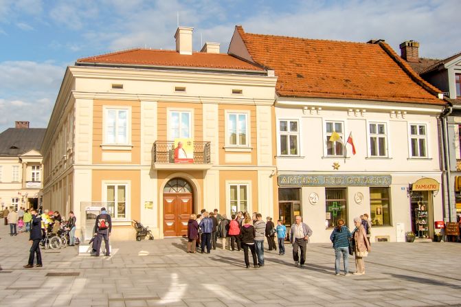 Wadowice, the hometown of Pope John Paul II, is expecting an influx of visitors after his recent canonization. The modest apartment block where John Paul II lived as a boy (pictured) has been turned into a museum exhibiting mementos of his life.