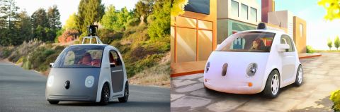 Google unveiled this self-driving car prototype Tuesday in California. The car doesn't have a steering wheel or pedals because, Google says, "it doesn't need them."