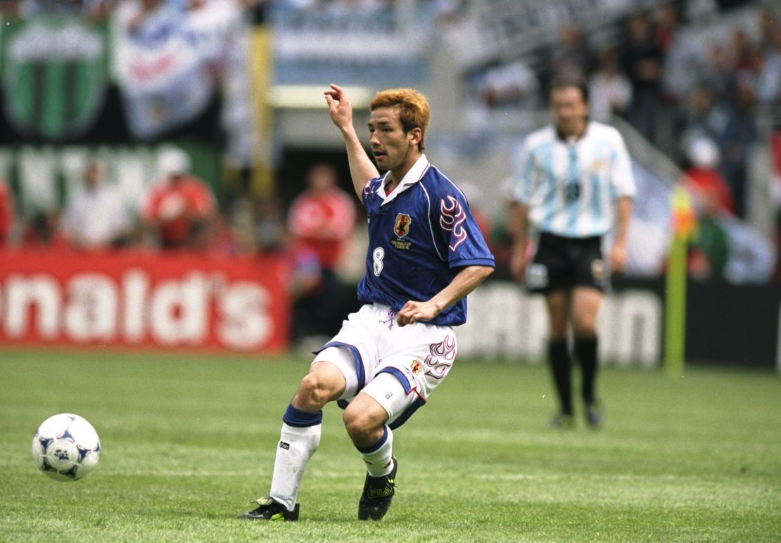 Hidetoshi Nakata playing for Japan at the 1998 World Cup. 