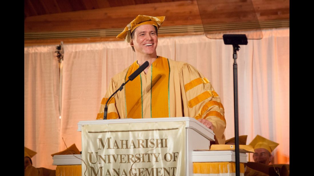 The actor offered some <a href="http://www.cnn.com/2014/05/28/showbiz/celebrity-news-gossip/jim-carrey-commencement-speech/index.html">inspiring words to the Maharishi University of Management in Fairfield, Iowa</a>, on May 24: "Like many of you, I was concerned about going out into the world and doing something bigger than myself, until someone smarter than myself made me realize that there is nothing bigger than myself," he said. "My soul is not contained within the limits of my body; my body is contained within the limitlessness of my soul."