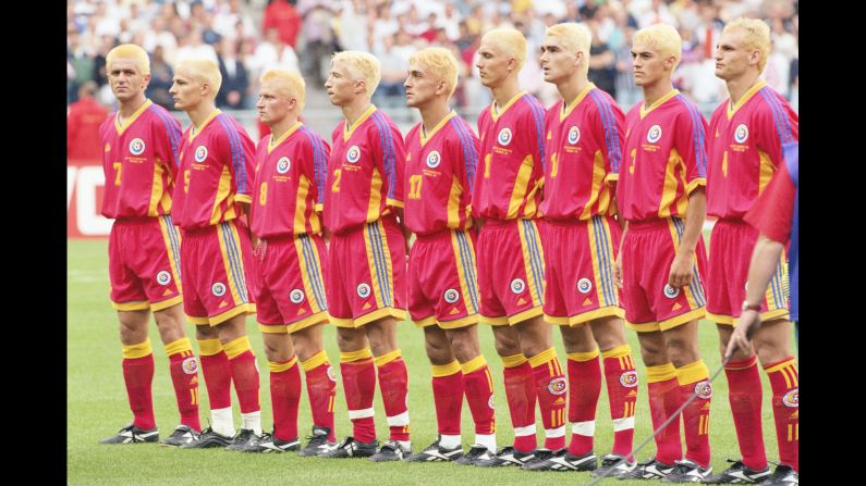 Already assured of qualification for the round of 16 ahead of its final group game at the 1998 World Cup, the Romania team could afford to let its hair down -- or dye it blonde. Romania finished top of Group G ahead of England, Colombia and Tunisia, proving that blondes really do have more fun.