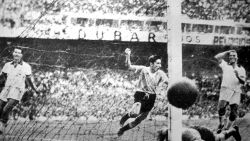 Uruguay player Ghiggia scores during the World Cup Final, against Brazil, in the Maracana Stadium in Rio de Janeiro, Brazil, July 16, 1950 . Uruguay defeated Brazil 2-1 to win the Rimet Cup. (Ap Photo)