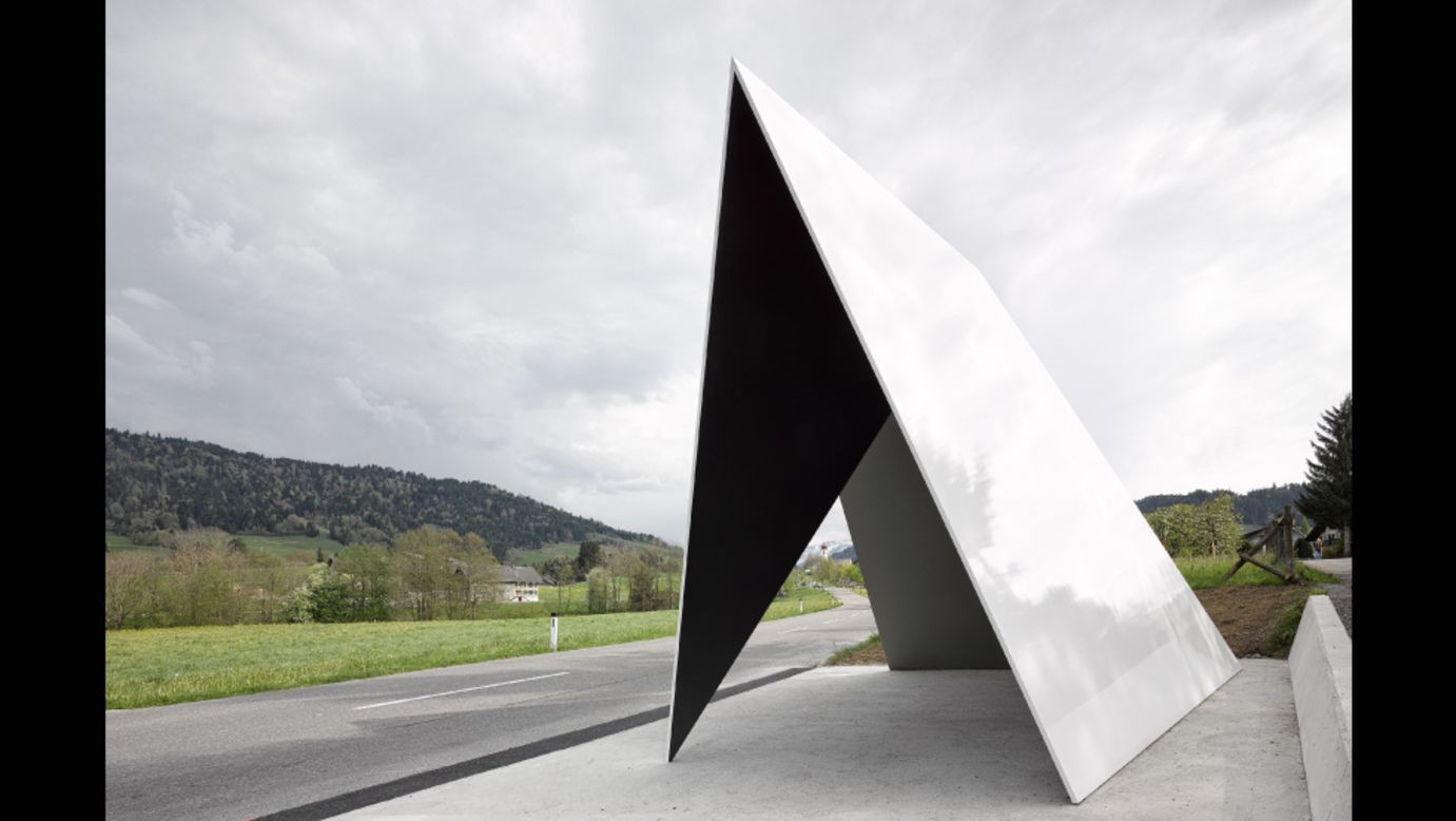 Waiting at a bus stop is widely held to be one of life's most mundane experiences. But that's no longer so if you happen to be a resident in the small village of Krumbach, western Austria.  <br /><br />There, the town's cultural association invited seven world-class architects, including Pritzker Prize winners Wang Shu and Lu Wenyu, to design shelters along the local bus route, offering nothing more than a week's free holiday in the region. <br /><br />Remarkably, the architects accepted, and the construction was funded entirely through local community's donations, with no public money spent at all. The resulting seven architectural visions, such as this triangular creation by <a href="http://www.architectendvvt.com/" target="_blank" target="_blank">Architecten De Vylder Vinck Taillieu</a>, turn the humble, hum-drum bus stop into avant-garde landmarks.<br /><br />Interviews by <a href="https://twitter.com/M_Veselinovic" target="_blank" target="_blank"><strong>Milena Veselinovic</strong></a>