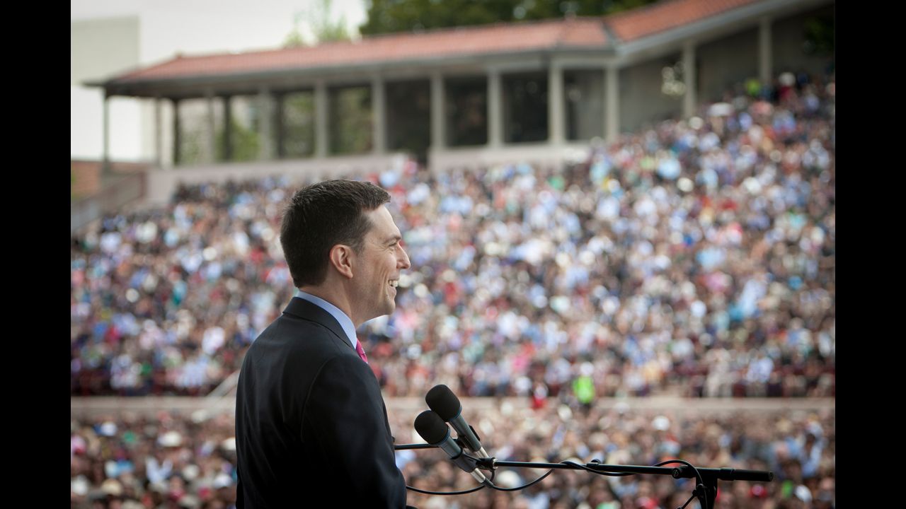 Comedian Ed Helms, shown earlier, addressed graduates at the University of Virginia in Charlottesville on May 15. 