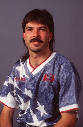 Someone at the United States Soccer Federation owes Marcelo Balboa a huge apology. Aside from failing to warn him that a mullet would date horrifically in the 20 years since this photograph was taken, it also forced him to pose wearing a combination of stonewash and giant white stars. While the World Cup was a new high for U.S. soccer, this jersey marked a nadir for football fashion.