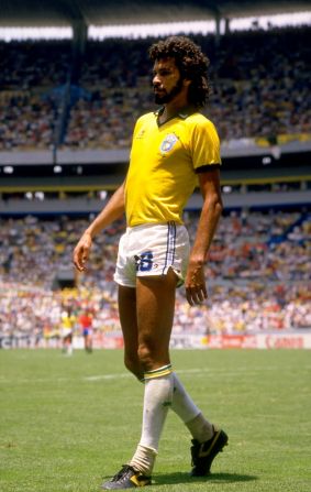 This is Socrates, the late Brazilian libero who oozed cool during his World Cup appearances in 1982 and 1986. An effortless star, he was part of a Brazil team which, although it never won the World Cup, enraptured spectators with its vibrant, captivating attacking play. That said, even Socrates, one of the slickest players to have ever laced up his boots, must have felt a tad insecure patrolling the midfield in shorts which are almost indecent by modern standards.