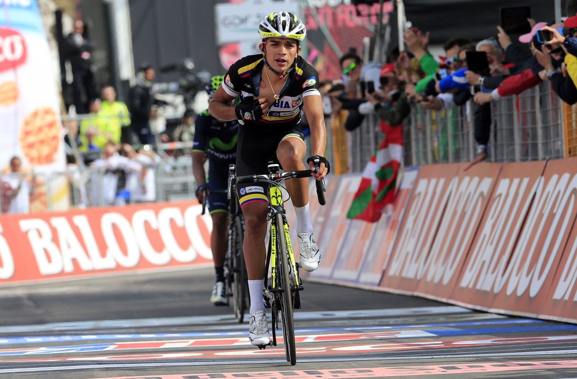 Fabián Duarte del Team Colombia fue segundo en la etapa 18 de 171 kilómetros.