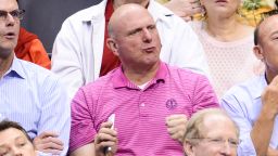 Caption:LOS ANGELES, CA - APRIL 29: Steve Ballmer attends an NBA playoff game between the Golden State Warriors and the Los Angeles Clippers at Staples Center on April 29, 2014 in Los Angeles, California. (Photo by Noel Vasquez/GC Images)