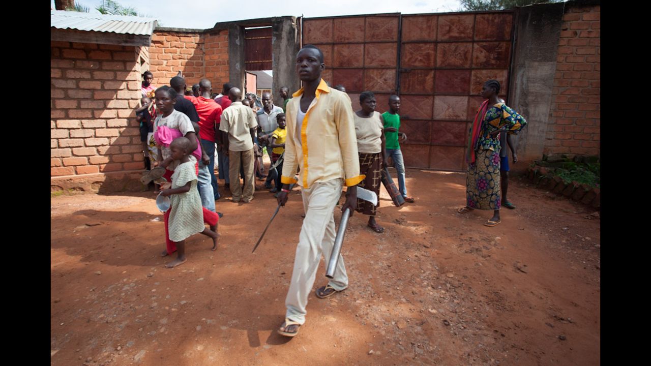 Some of those who ran to the bishopric building brought clubs, axes and machetes with them. After a few hours, church personnel asked for people to be searched as they entered the area. Sectarian violence has killed thousands of people in the country since the March 2013 coup. The Seleka rebels have since been forced from power, but Christian and Muslim militias have continued to clash despite the presence of French and African peacekeepers in the country.