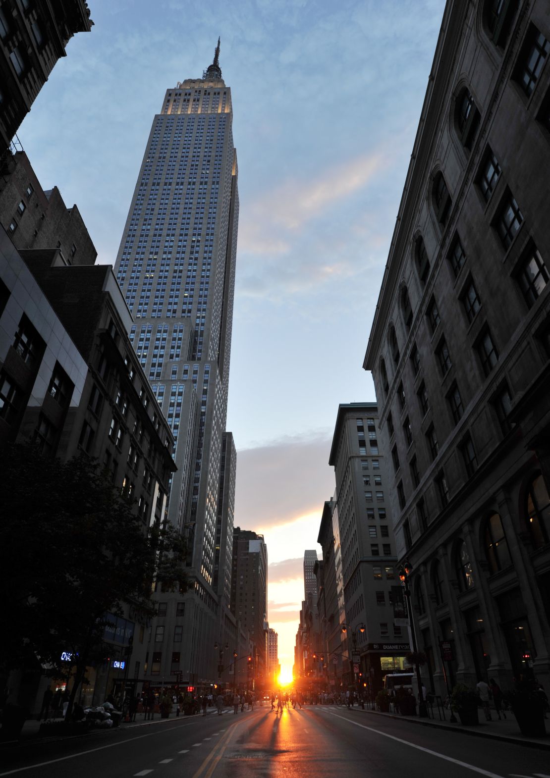 "Manhattanhenge," as coined by astrophysicist Neil deGrasse Tyson, occurred on May 29, 2014, in New York.