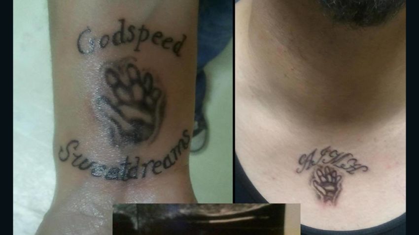 The Petersens got tattoos in memory of their son, who had a fatal birth defect.