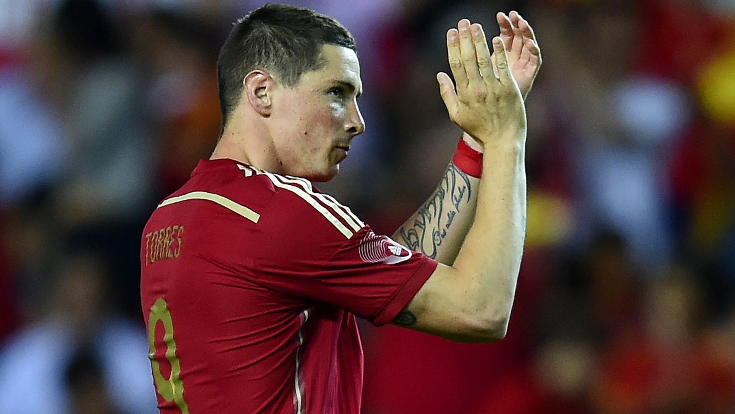 Fernando Torres applauds the crowd after being substituted in Spain's 2-0 win over Bolivia in Sevilla.