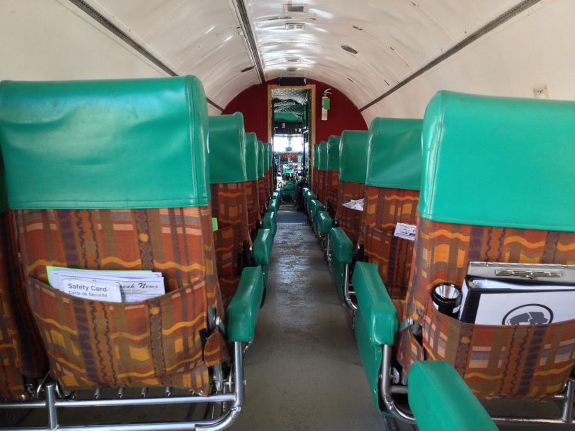 The passenger cabins aboard Buffalo Airways' six operating DC-3s offer passengers simple comforts. "There's coffee and cookies and juice," airline owner and pilot Joe McBryan said.