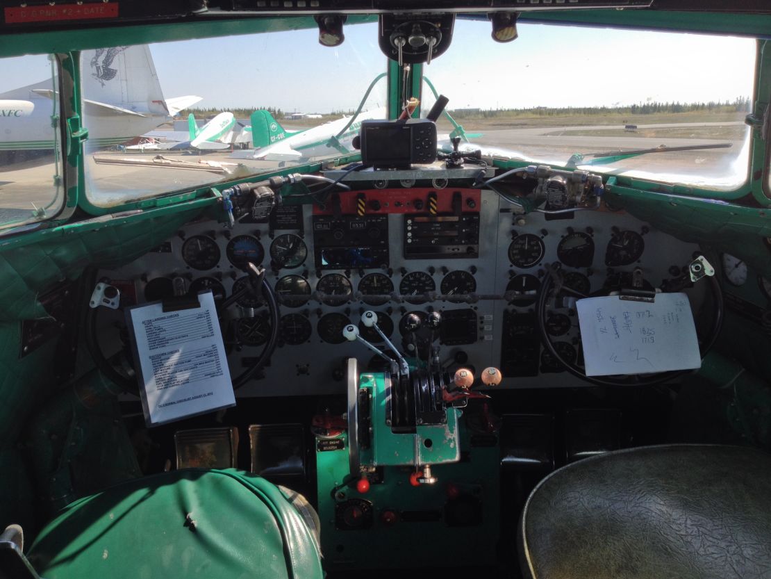 The DC-3 cockpit "is very comfortable," says pilot Joe McBryan. "You're in your own nest."
