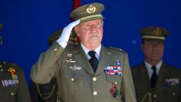King Juan Carlos of Spain attends the 250 memorial anniversary of the opening of The Royal College of Artillery at the Alcazar de Segovia on May 16, 2014 in Segovia, Spain.