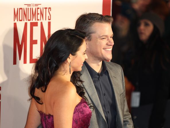 Damon and wife Luciana Barroso cleaned up well for the "Monuments Men" premiere in London in February 2014. 