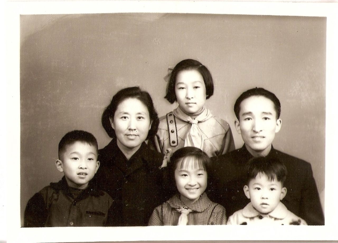 In happier times, Bian Zhongyun and Wang Jingyao and their four children. Wang worked was a historian and Bian a respected educator at an elite Beijing middle school at the onset of the Cultural Revolution.