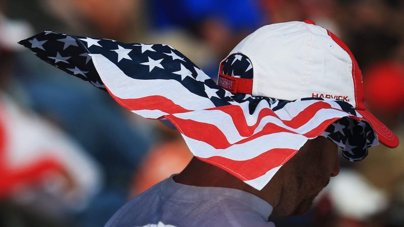 A patriotic NASCAR fan attends the Sprint Cup race at Dover International Speedway on Sunday, June 1.