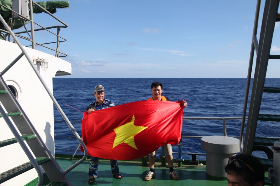 Vietnamese journalists and crew aboard CG 8003 show their allegiances.