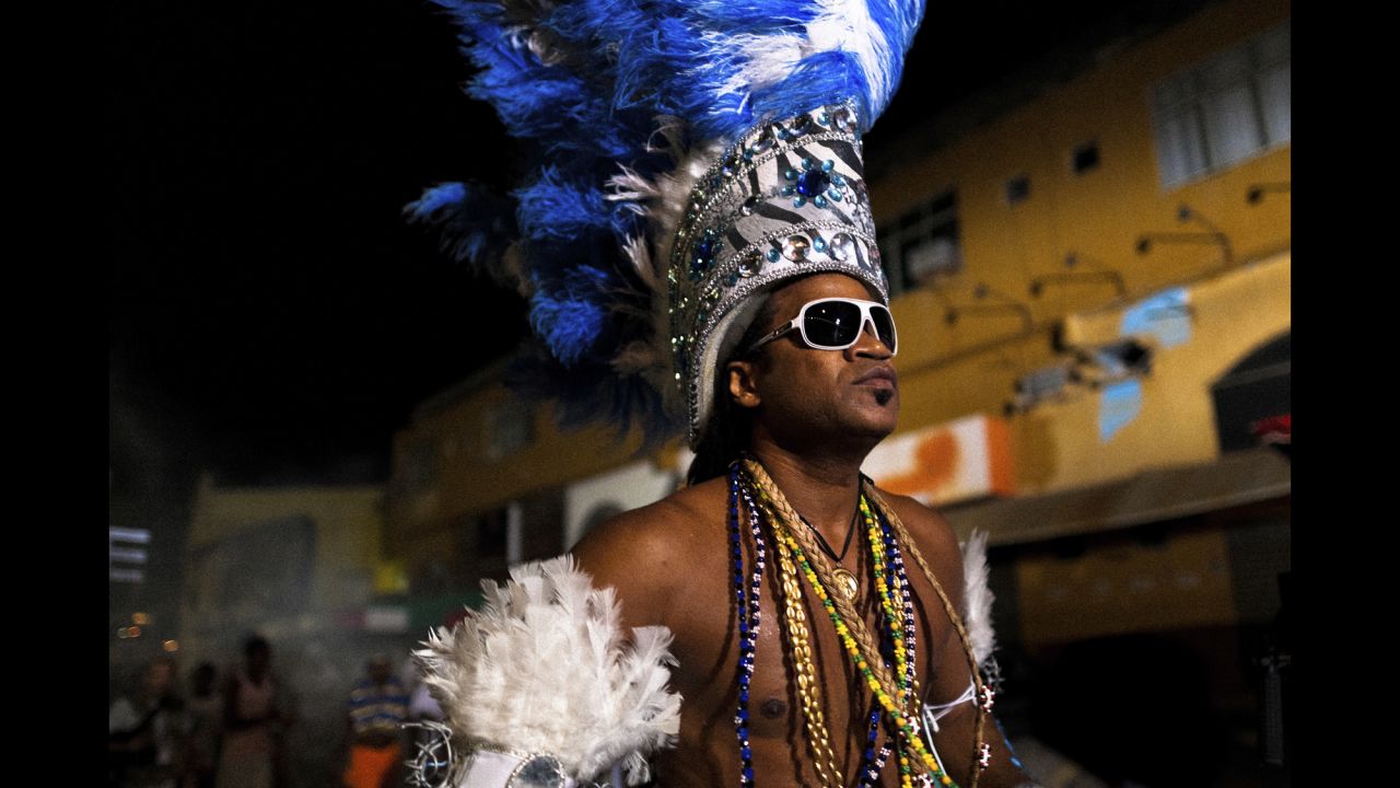 Carlinhos Brown dances before the festival of Yemanjá, goddess of the sea.