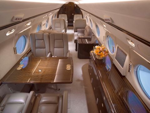 Inside, the jet is as luxurious as the superyacht it's taking you to. 