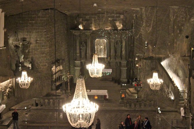 <strong>6. Wieliczka Salt Mine:</strong> Ashley Hertz wasn't quite sure what to expect when she visited <a href="index.php?page=&url=http%3A%2F%2Fireport.cnn.com%2Fdocs%2FDOC-1138704">Wieliczka Salt Mine</a>, but it ended up being one of the most amazing parts of her trip to Poland. The underground mine near Krakow features a lake, stables, statues and a cathedral carved entirely out of salt. 