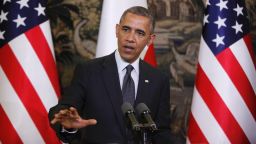 U.S. President Barack Obama answers a question during a joint news conference with Poland's President Bronislaw Komorowski at Belweder Palace in Warsaw, Poland, Tuesday, June 3, 2014.