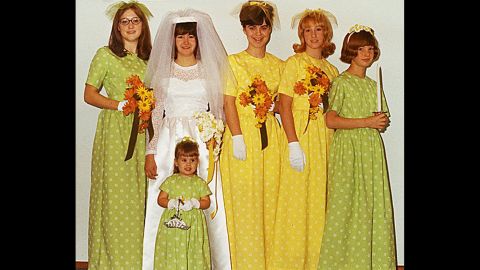 <a href="http://ireport.cnn.com/docs/DOC-1119574">Onie Ward'</a>s older sister married her high school sweetheart in November 1969. Ward, second from right, and her mother made all the dresses pictured.