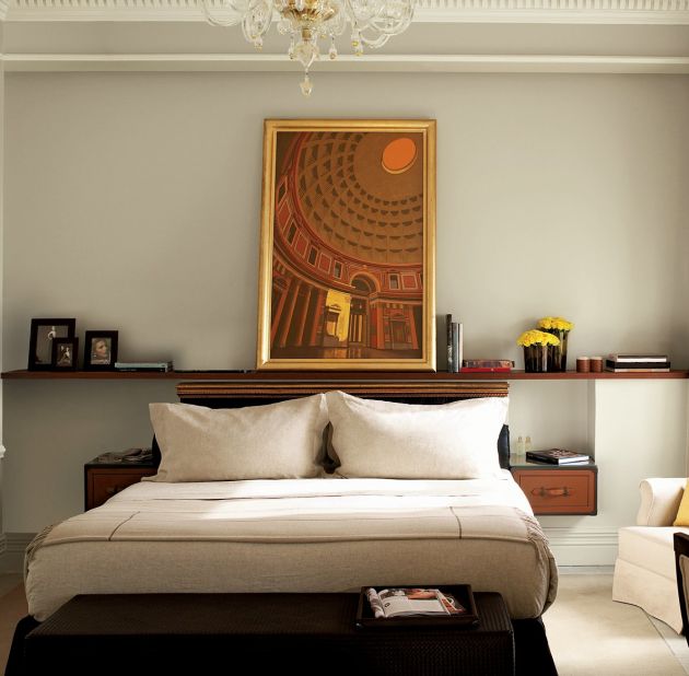 Tomas Maier, Bottega Veneta's famed creative director, designed two suites for hotels in the St. Regis brand. The suite at the St. Regis Rome (pictured) features murano glass chandeliers, rich fabrics and an original frescoes.