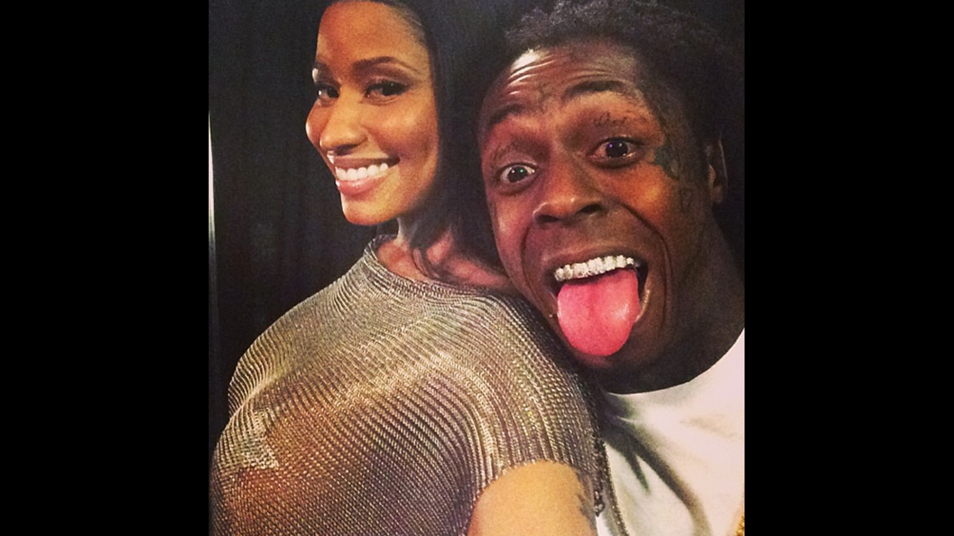 Lil' Wayne hams it up in this selfie with fellow rapper Nicki Minaj. It was posted on <a href="http://instagram.com/p/ouUfT6L8bO/" target="_blank" target="_blank">Minaj's Instagram account</a> Sunday, June 1, when both were among those performing at the Hot 97 Summer Jam in East Rutherford, New Jersey.