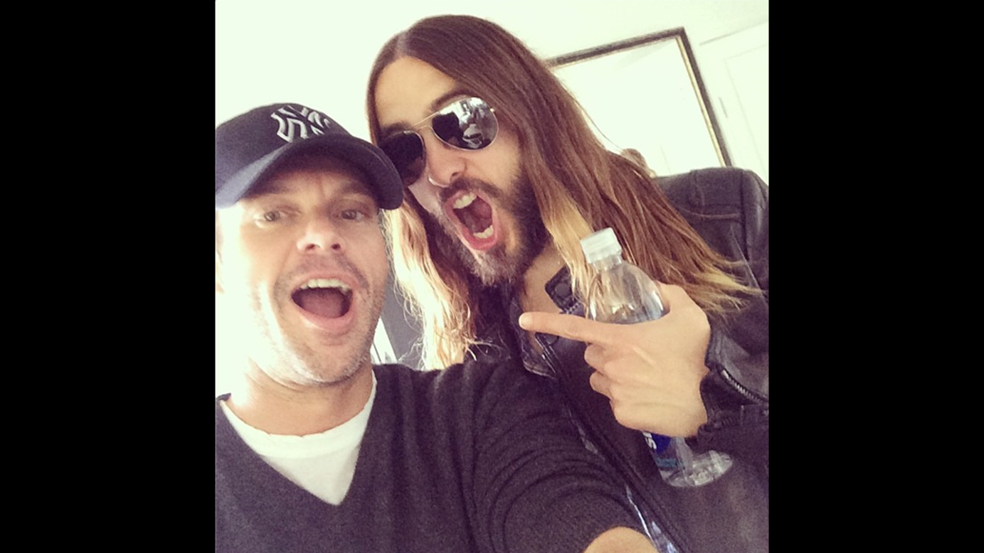 "Look whose hair dropped by @AmericanTop40 this weekend," wrote television host Ryan Seacrest, posting this shot of him and actor Jared Leto to <a href="http://instagram.com/p/oqxhg-FWVR/" target="_blank" target="_blank">his Instagram account</a> on Saturday, May 31.