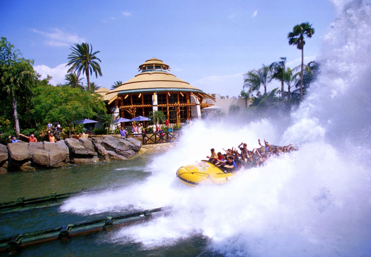 Islands of Adventure at Universal Orlando features the Jurassic Park river adventure, where visitors will spot friendly and not-so-friendly dinosaurs. 