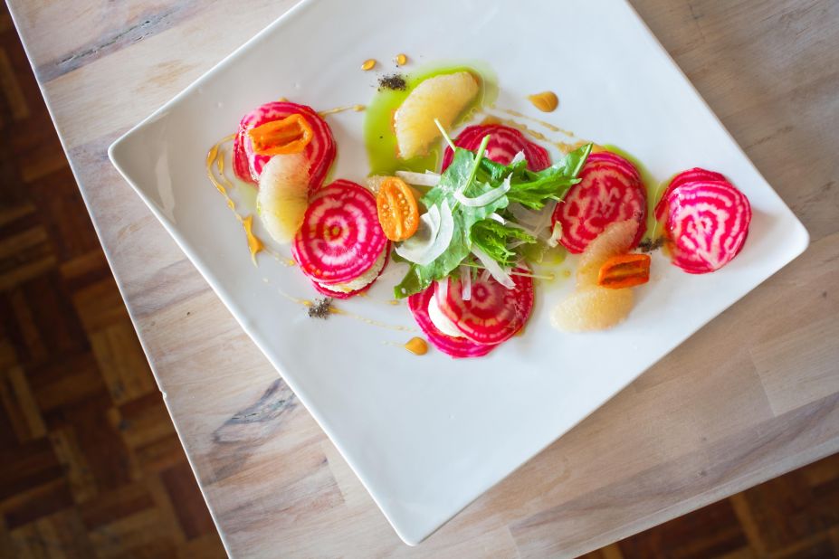 Vancouver's diverse crop of vegetarian restaurants includes The Acorn, which serves artfully composed dishes that taste as good as they look. 