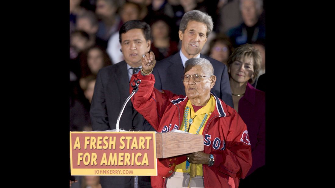 Nez addresses the crowd at an outdoor rally in Albuquerque before a speech by then-Democratic presidential candidate Sen. John Kerry in 2004.