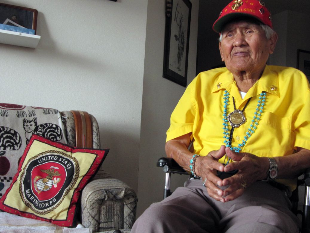 Nez, seen at his home in 2009, told his story in his book, "Code Talker." He said he decided to tell his story because he wanted to share the contributions and sacrifices of the Navajo during World War II.