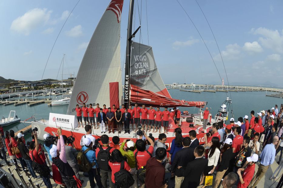 The Dongfeng crew received a healthy crowd for their official boat launch, and have since embarked on their first transatlantic voyage.