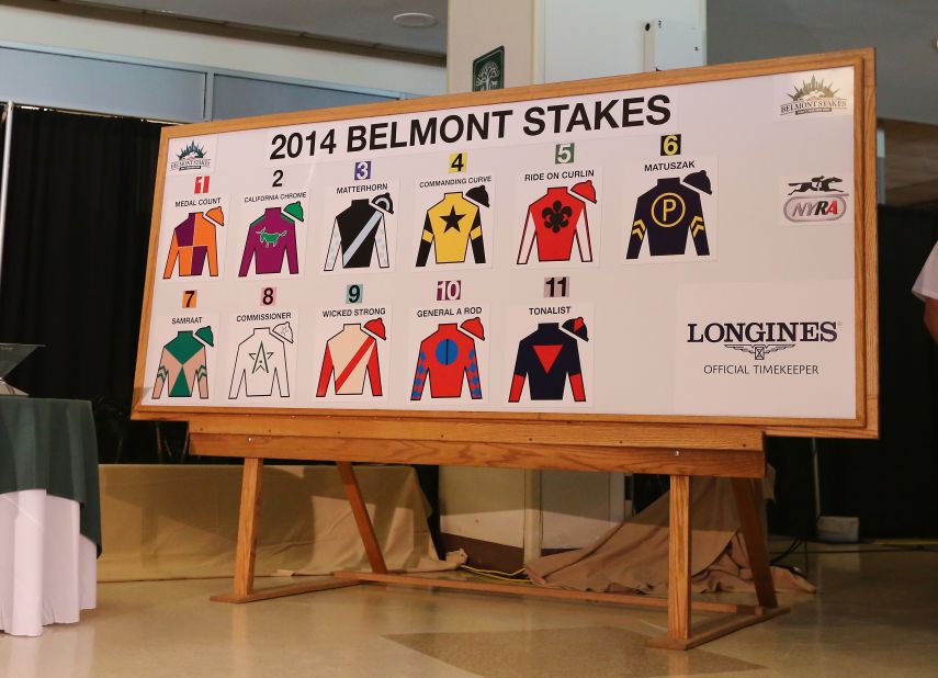 California Chrome will face 10 rivals at Belmont Park, including Kentucky Derby runner-up Commanding Curve and Ride on Curlin, second at the Preakness Stakes.
