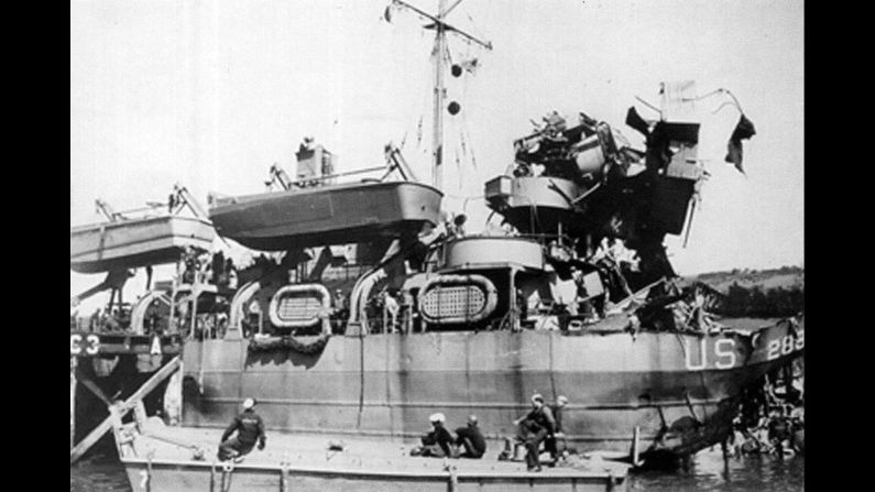 LST 289 was hit by a torpedo during Exercise Tiger. The ship eventually made it back to shore.