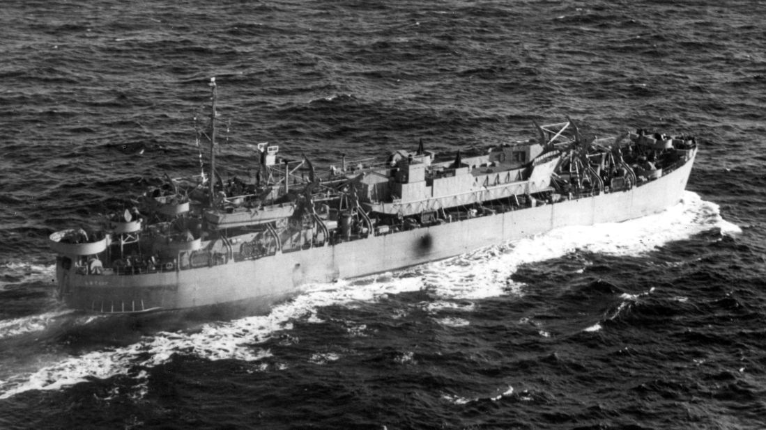 LST 507 sank after being hit by a German torpedo.