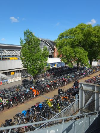 Amsterdam has an estimated 800,000 bicycles -- that's more than one per head of population. The city has fantastic cycling facilities, with huge bike parks and 500 kilometers of cycle paths.