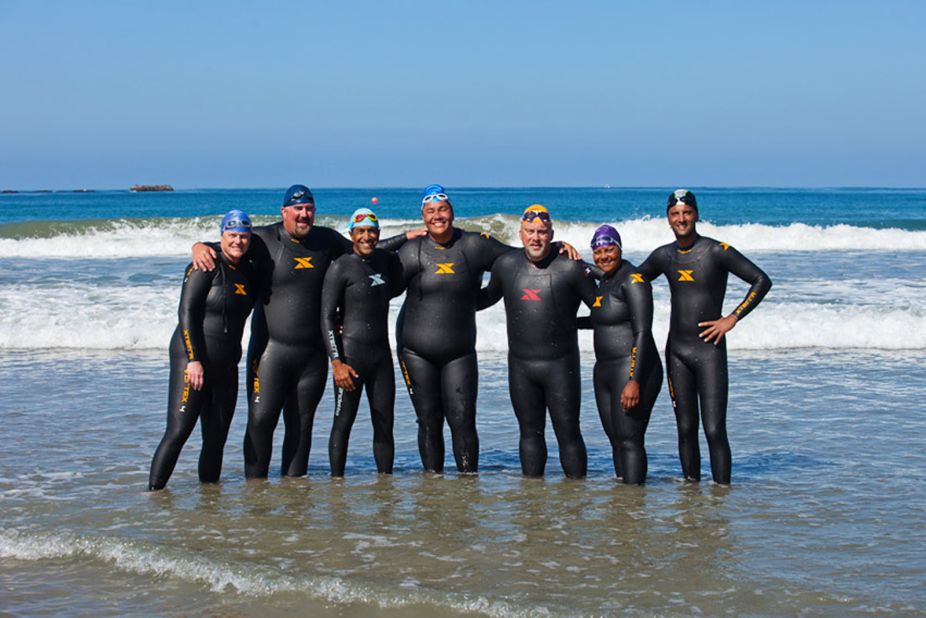 The Fit Nation "<a href="http://www.cnn.com/2014/01/31/health/fit-nation-begins/">Sassy Six</a>" spent seven days in San Clemente, California, training for the upcoming Nautica Malibu Triathlon with their CNN coaches. From left: Connie Sievers, Mike Wilber, Dr. Sanjay Gupta, Sia Figiel, Ron Cothran, Karen Manns and Jamil Nathoo. 