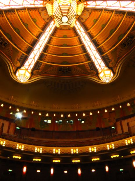 Abraham Icek Tuschinski, the theater's original creator, was reputedly obsessed with insects. Many of the building's fixtures are said to have been inspired by invertebrates, including this spider-like ceiling design.
