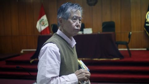 Former Peruvian President Alberto Fujimori appears in court in Lima in 2014. 