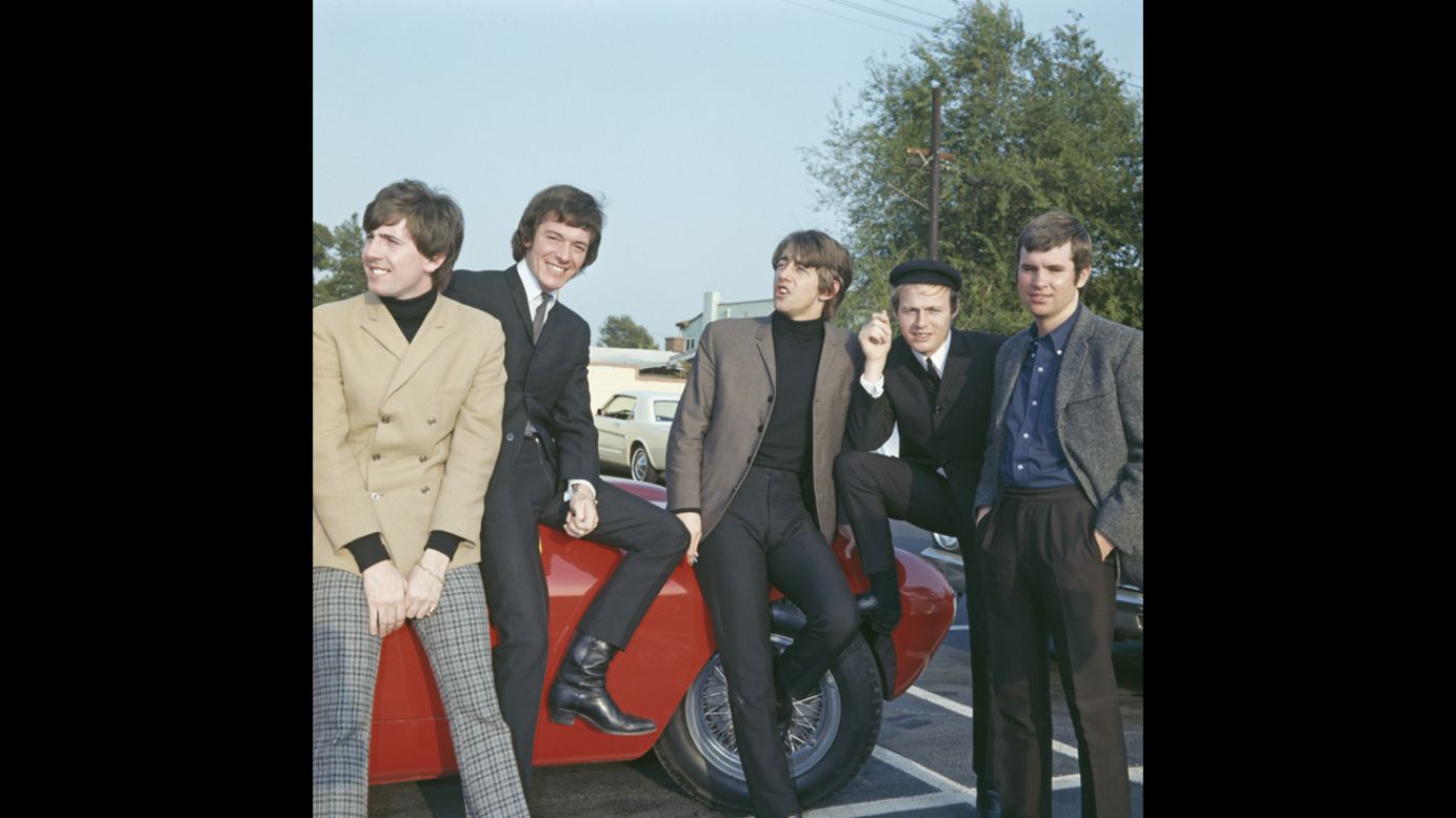 Members of the English rock group The Hollies visit Hollywood in 1966. Graham Nash, from left, Allan Clarke, Tony Hicks, Bobby Elliott and Eric Haydock sang songs like "Bus Stop" and "Just One Look." Nash later formed Crosby, Stills and Nash.  