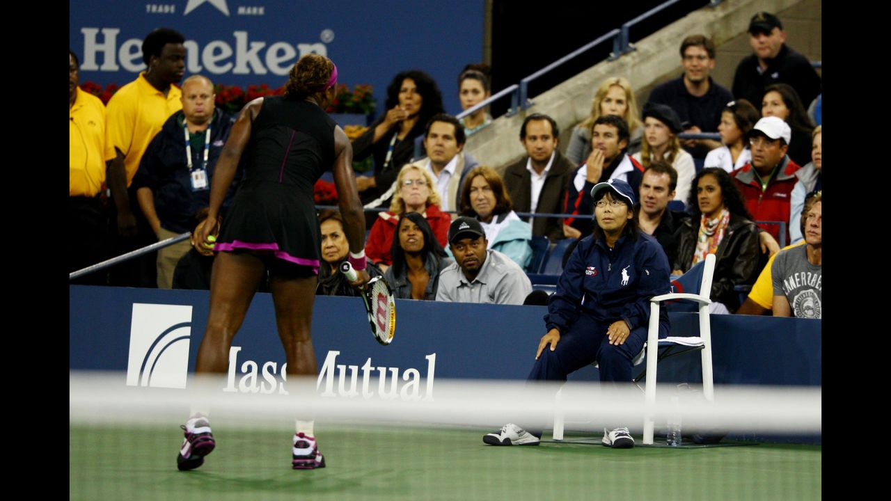 <strong>Serena Williams:</strong> In a 2009 U.S. Open semifinal against Kim Clijsters, Williams lost her temper at the end of the first set and smashed her racket. Clijsters later won the match on a penalty point after Williams began cursing at a line judge and shaking her racket. Williams reportedly threatened to shove a tennis ball down the line judge's throat. Game, set, match, Clijsters. 