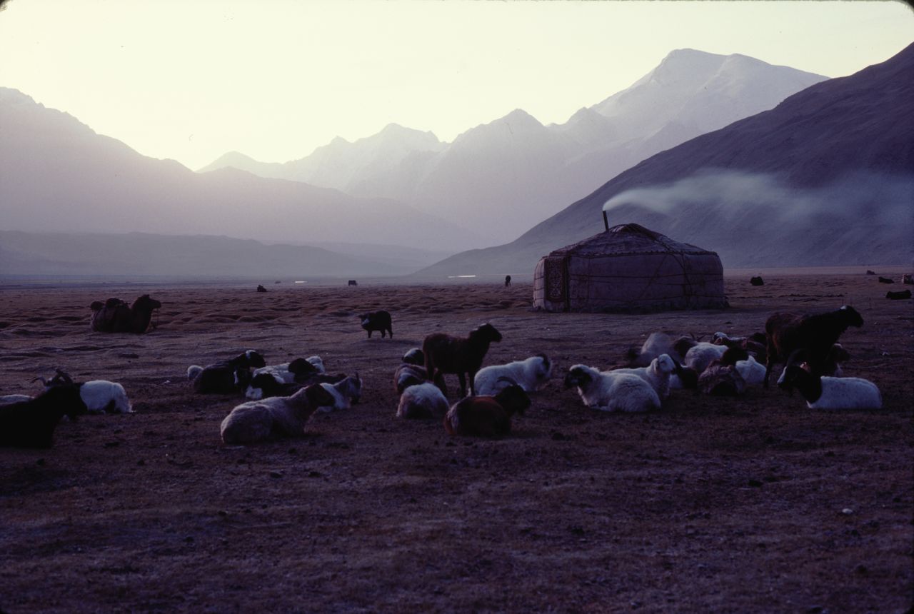 A Tajik nomadic yurt near the border of Afghanistan. Though long associated with Mongolia, yurts are also used by nomads in the steppes of Central Asia. 