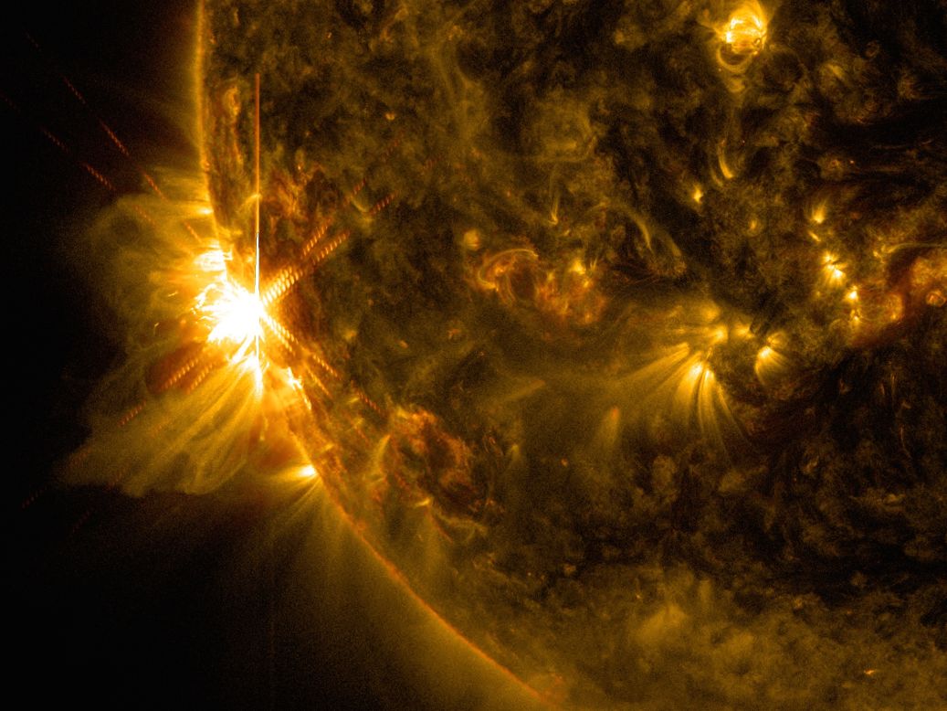NASA's Solar Dynamics Observatory, which observes the sun 24 hours a day, captured this image of a solar flare on June 10, 2014. 