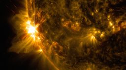 NASA's Solar Dynamics Observatory, which observes the sun 24 hours a day, captured this image of a solar flare Tuesday morning.