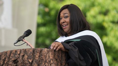 The creator of "Scandal" and "Grey's Anatomy" spoke at Dartmouth College's commencement on June 8. "Whenever you see me somewhere succeeding in one area of my life, that almost certainly means I am failing in another area of my life," <a href="http://www.cnn.com/video/?/video/us/2014/06/10/pkg-shonda-rhimes-dartmouth-graduation-speech.wcax&video_referrer=">she told the graduates</a>. Rhimes is a 1991 graduate of the college.