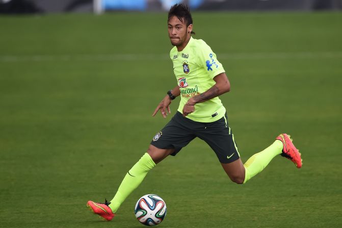 Messi's Barcelona teammate Neymar trained with the new ball at the Brazil national squad's Granja Comary complex.
